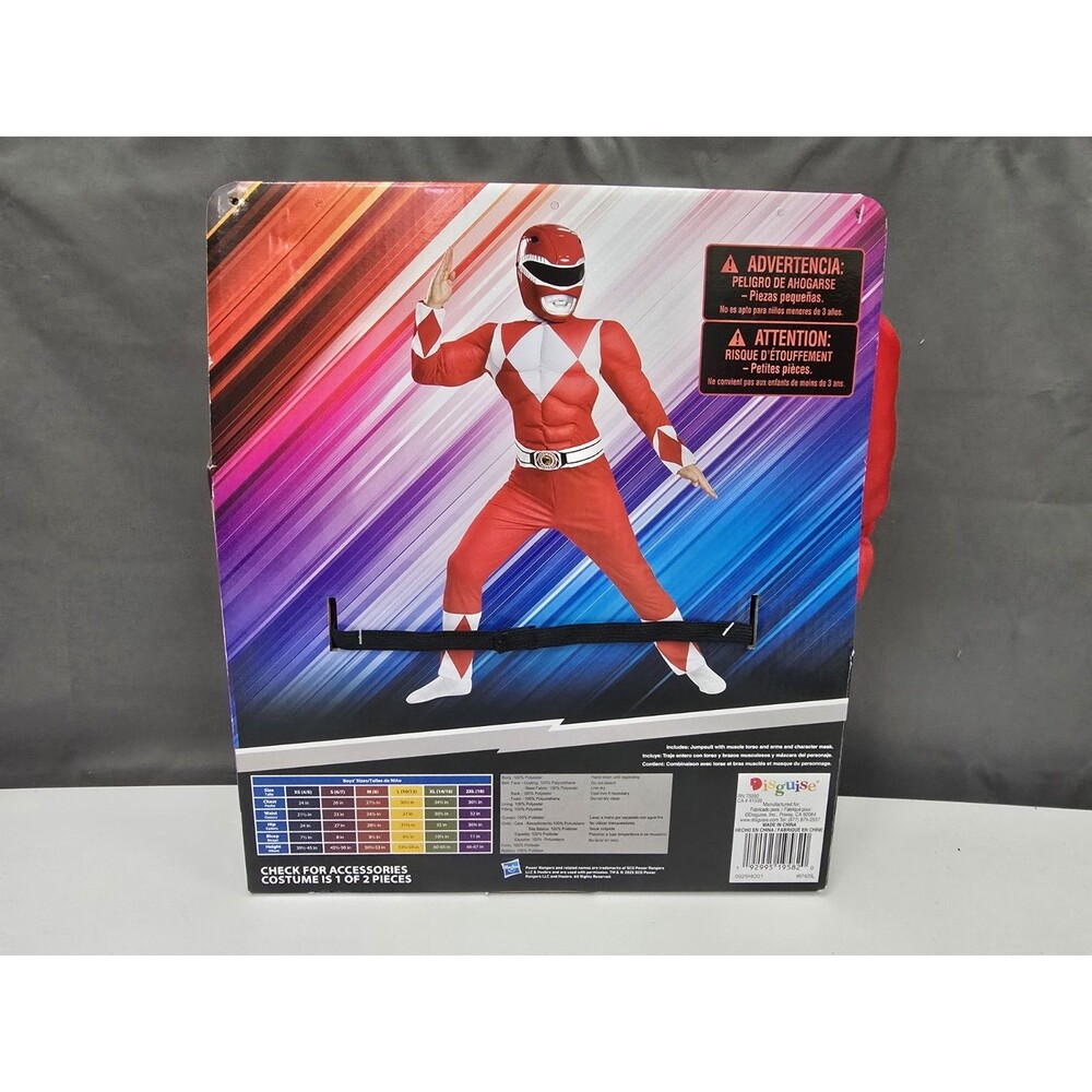 Power Rangers Red Ranger Child Halloween Costume Size S 6-7 Muscle Suit & Mask - Picture 2 of 3